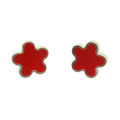KOLCZYKI CZERWONE W KSZTAŁCIE KWIATKA                                           (4804-1 SAM)