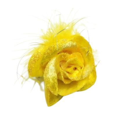BROSZKA / KWIATEK OZDOBNY ŻÓŁTY Z PIÓRKIEM 0615-712