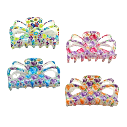 SZCZĘKI / KLAMRY DO WŁOSÓW KOLOROWE KWIATY 4 SZTUKI                                                                                 (0311-506 SAM)