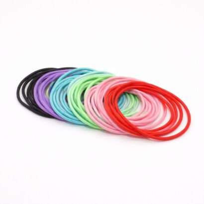 GUMKI DO WŁOSÓW CIENKIE KOLOROWE BEZ BLASZKI 50 SZTUK      (R3/M/50)