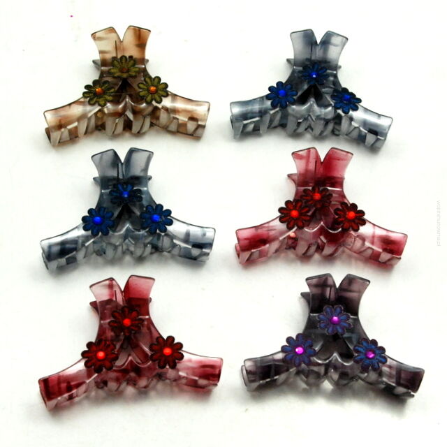 SZCZĘKI / KLAMRY DO WŁOSÓW Z KWIATKAMI 6 SZTUK                                                                   (0340-32 SAH)