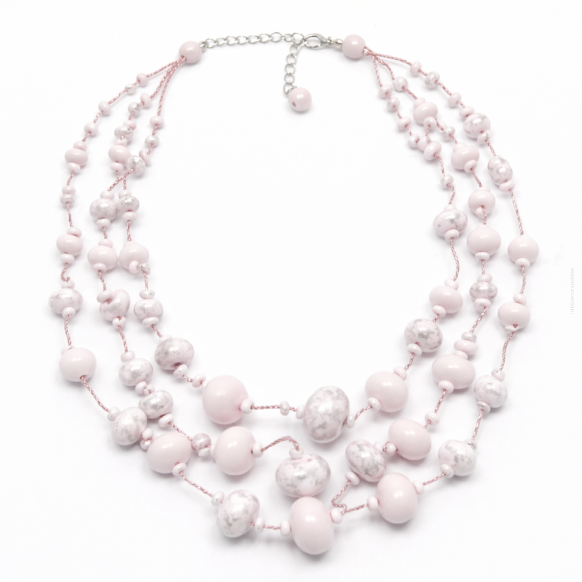 NASZYJNIK / WISIOREK Z RÓŻOWYMI KORALIKAMI (N-0602/5/3R C-2 SAM B)