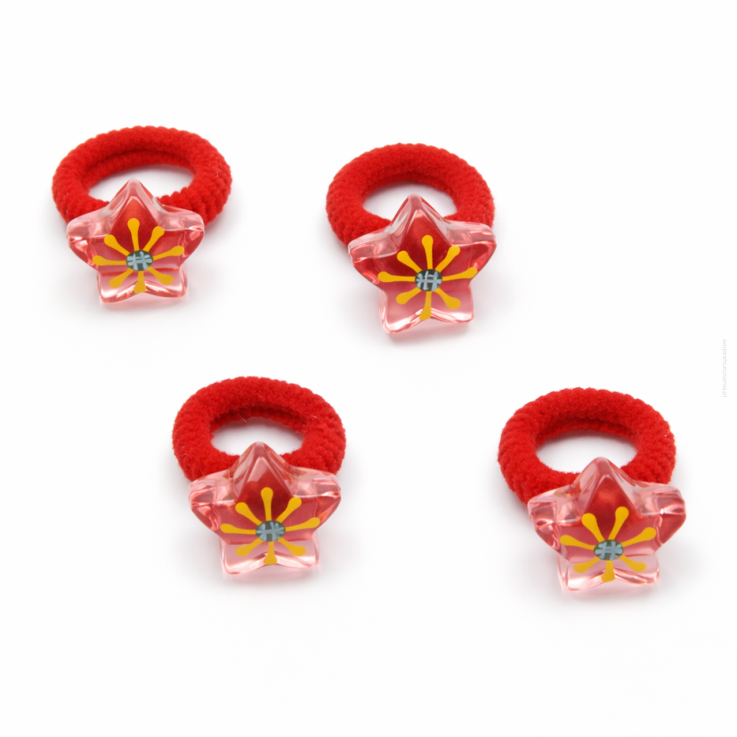 GUMKI DO WŁOSÓW DZIECIĘCE CZERWONE GWIAZDKI 4 SZTUKI (0194-35 SAMH)