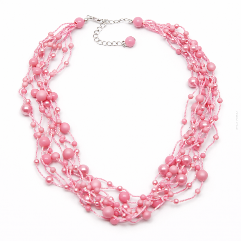 NASZYJNIK / WISIOREK Z RÓŻOWYMI KORALIKAMI (N-029/58/9R A-4 SAM C)