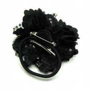 BROSZKA/ SPINKA/ GUMKA DO WŁOSÓW  KWIAT CZARNY Z CEKINAMI 0615-679 - 2