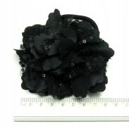 BROSZKA/ SPINKA/ GUMKA DO WŁOSÓW  KWIAT CZARNY Z CEKINAMI 0615-679 - 3