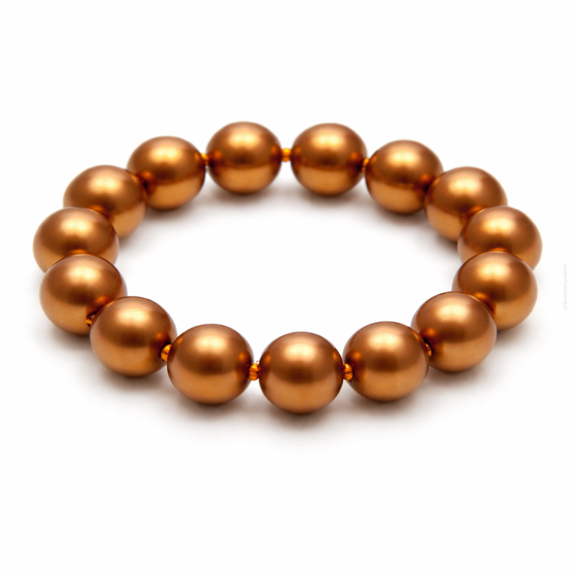 BRANSOLETKA BRĄZOWO-ZŁOTA Z PEREŁEK JABLONEX (BRPR-17 SAH)