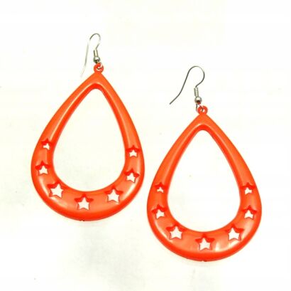 KOLCZYKI PLASTIKOWE ŁEZKI POMARAŃCZOWE GWIAZDKI 0617-120