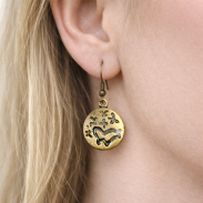 KOLCZYKI WISZĄCE KOŁA PEŁNE KOLOR STAREGO ZŁOTA ETHNIC / BOHO / VINTAGE 608-27 - 2