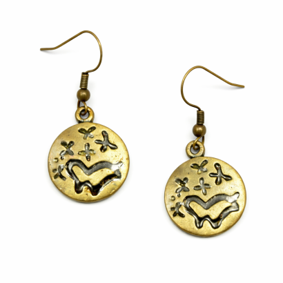 KOLCZYKI WISZĄCE KOŁA PEŁNE KOLOR STAREGO ZŁOTA ETHNIC / BOHO / VINTAGE 608-27