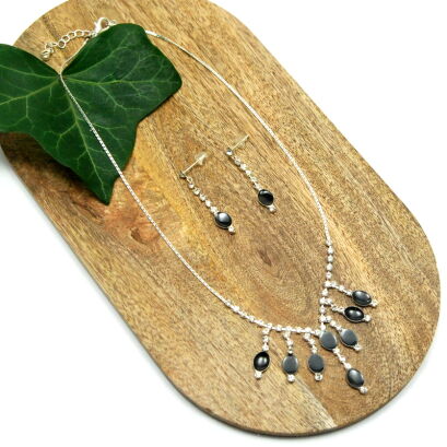 KOMPLET BIZUTERII Z CYRKONIAMI NASZYJNIK + KOLCZYKI                                       (KPL-1 SAHG)