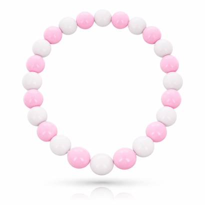 KORALE NA GUMCE BIAŁO RÓŻOWE 0611-1021