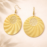 KOLCZYKI WISZĄCE KOŁA W KOLORZE ZŁOTYM MOTYW PAJĘCZYNY (0615-22 AS) - 3