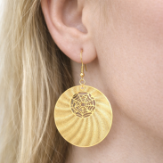 KOLCZYKI WISZĄCE KOŁA W KOLORZE ZŁOTYM MOTYW PAJĘCZYNY (0615-22 AS) - 2