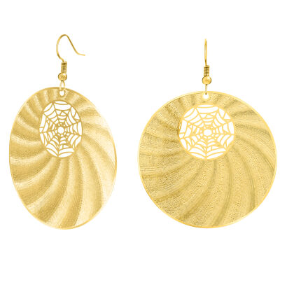KOLCZYKI WISZĄCE KOŁA W KOLORZE ZŁOTYM MOTYW PAJĘCZYNY (0615-22 AS)