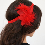 OPASKA/ FASCYNATOR DO WŁOSÓW CZERWONA Z PIÓRAMI                                                      (OPFA-1 SAH) - 2