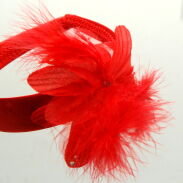 OPASKA/ FASCYNATOR DO WŁOSÓW CZERWONA Z PIÓRAMI                                                      (OPFA-1 SAH) - 3