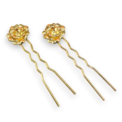 KOKÓWKI METALOWE 10 CM Z OZDOBNYM KWIATKIEM W KSZTAŁCIE RÓŻY – 2 SZTUKI                      (0016-2 SA)