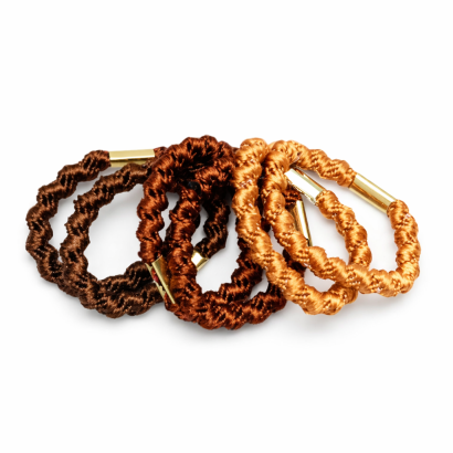 GUMKI DO WŁOSÓW BRĄZOWE MIX PLECIONE 6 SZTUK (0045- SA)