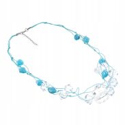 NASZYJNIK NIEBIESKI NA SZNURECZKU Z KORALIKAMI                                                (0614-1002) - 2