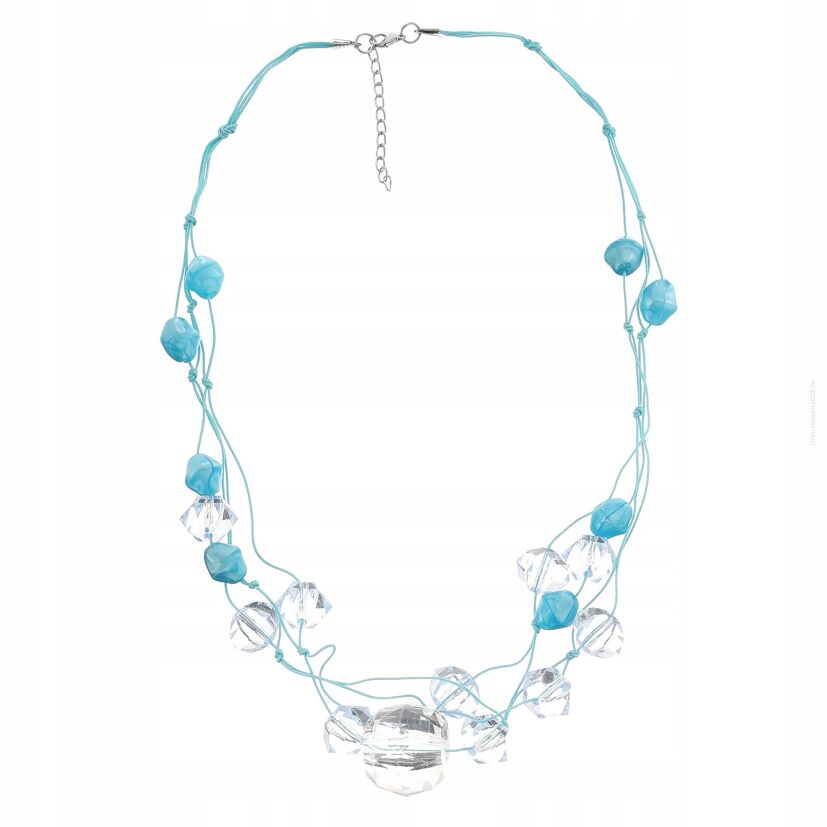 NASZYJNIK NIEBIESKI NA SZNURECZKU Z KORALIKAMI                                                (0614-1002)