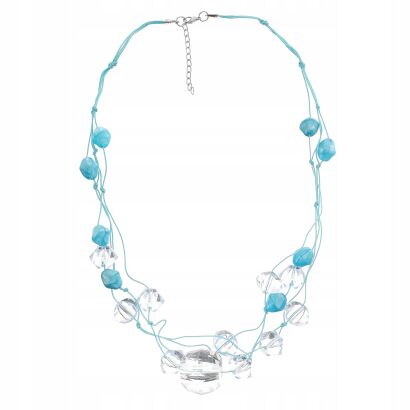 NASZYJNIK NIEBIESKI NA SZNURECZKU Z KORALIKAMI                                                (0614-1002)