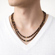 KORALIKI DREWNIANE DROBNE ROZPINANE BEŻOWO - CZARNE (5 SZTUK) 0738-4 - 3