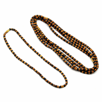 KORALIKI DREWNIANE DROBNE ROZPINANE BEŻOWO - CZARNE (5 SZTUK) 0738-4