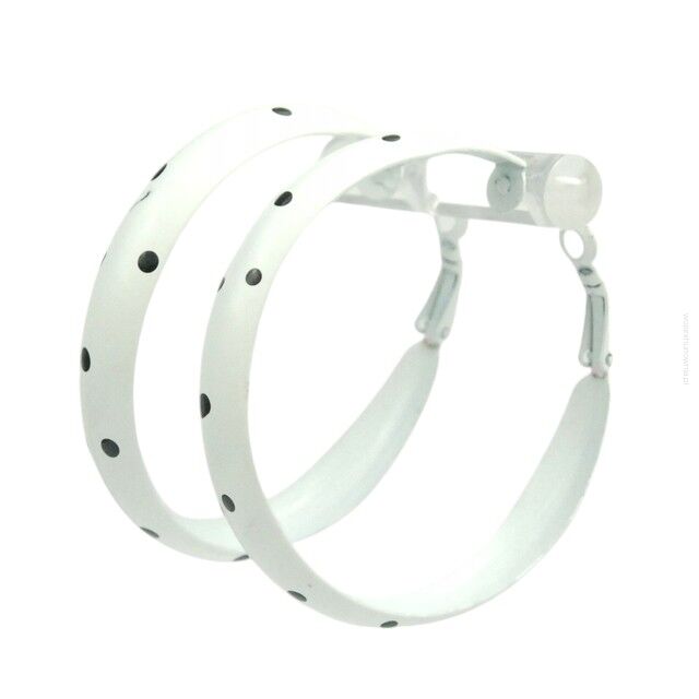 KOLCZYKI KOŁA BIAŁE W CZARNE KROPKI                                                                                 (0665-551 SA)