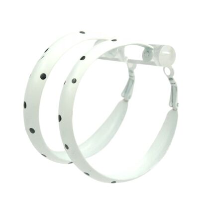 KOLCZYKI KOŁA BIAŁE W CZARNE KROPKI                                                                                 (0665-551 SA)