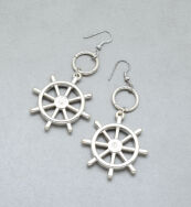 KOLCZYKI WISZĄCE KÓŁKA STERY STATKU SREBRNE 0604-98 - 4