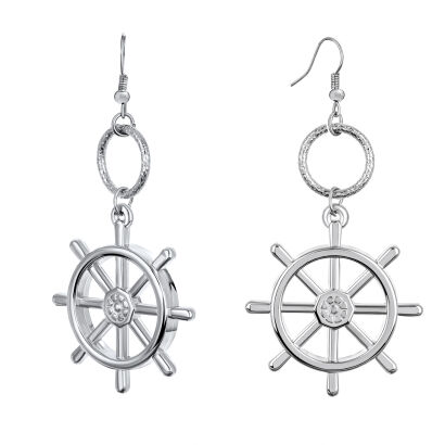 KOLCZYKI WISZĄCE KÓŁKA STERY STATKU SREBRNE 0604-98