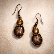 KOLCZYKI OZDOBNE WISZĄCE VINTAGE BRĄZ ŁEZKI 0617-29 - 3