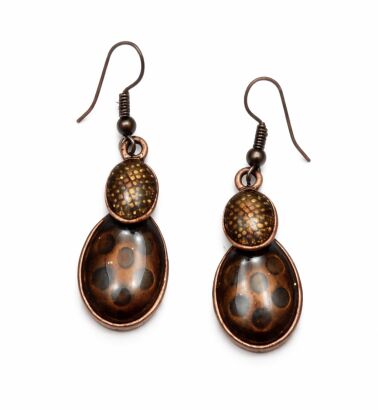 KOLCZYKI OZDOBNE WISZĄCE VINTAGE BRĄZ ŁEZKI 0617-29