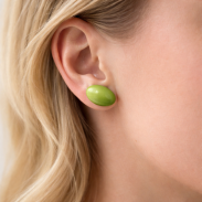 KLASYCZNE KOLCZYKI ZIELONE GROSZKOWE OWALNE 0611-45 - 2