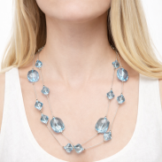 NASZYJNIK DŁUGI Z PRZEZROCZYSTYMI KORALAMI BŁĘKITNY 0611-KN - 2