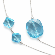 NASZYJNIK DŁUGI Z PRZEZROCZYSTYMI KORALAMI BŁĘKITNY 0611-KN - 3