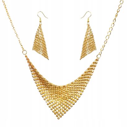 NASZYJNIK Z KOLCZYKAMI W KSZTAŁCIE ROMBÓW – KOMPLET BIŻUTERII        (0617-1 SAHG)