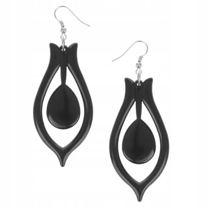 KOLCZYKI PLASTIKOWE WISZĄCE CZARNE                                                (0605-1007-1 SAH)