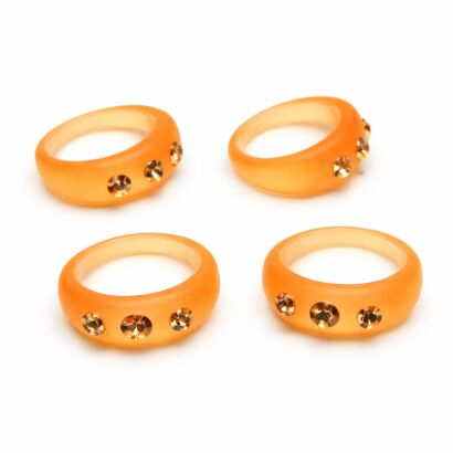 PIERŚCIONKI /OBRĄCZKI Z CYRKONIAMI JASNY BRĄZ 15 SZTUK (0617-524)