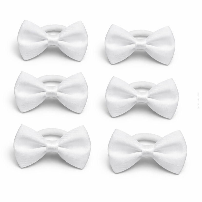 GUMKI DO WŁOSÓW KOKARDKI KOMUNIJNE BIAŁE 6 SZTUK (0009-7 g SAH)