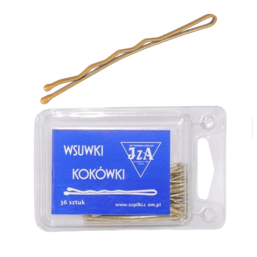WSUWKI DO WŁOSÓW IZA ZŁOTE KARBOWANA MAT 2 KULKI 5 CM 36 SZTUK                                (325/36 MAT)