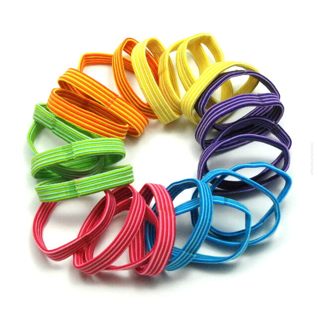 GUMKI DO WŁOSÓW KOLOROWE W PASKI 50 SZTUK                                                    (006-502)