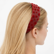 OPASKA DO WŁOSÓW SZEROKA CZERWONA W KROPKI 3 SZTUKI  (0783 SA) - 2