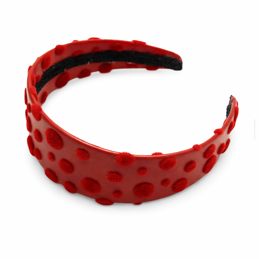 OPASKA DO WŁOSÓW SZEROKA CZERWONA W KROPKI 3 SZTUKI  (0783 SA)