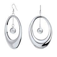 Kolczyki srebrne owalne z wiszącą kulką  615-156 - 2