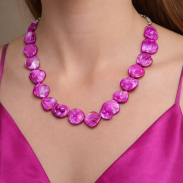 NASZYJNIK / WISIOREK RÓŻOWY Z MASY PERŁOWEJ (341LO2-3 SAM C) - 3