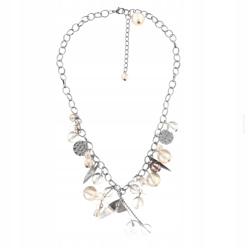 NASZYJNIK / WISIOR OZDOBNY Z KORALIKAMI NA ŁAŃCUSZKU                                                     (0642-1007 SAG)