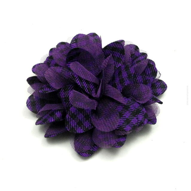 GUMKA DO WŁOSÓW OZDOBNA MATERIALOWA KWIAT FIOLETOWY PEPITKA 0617-50