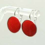 KOLCZYKI WISZĄCE EMALIOWANE CZERWONE OKRĄGŁE                                            (9354-1 SAM) - 2